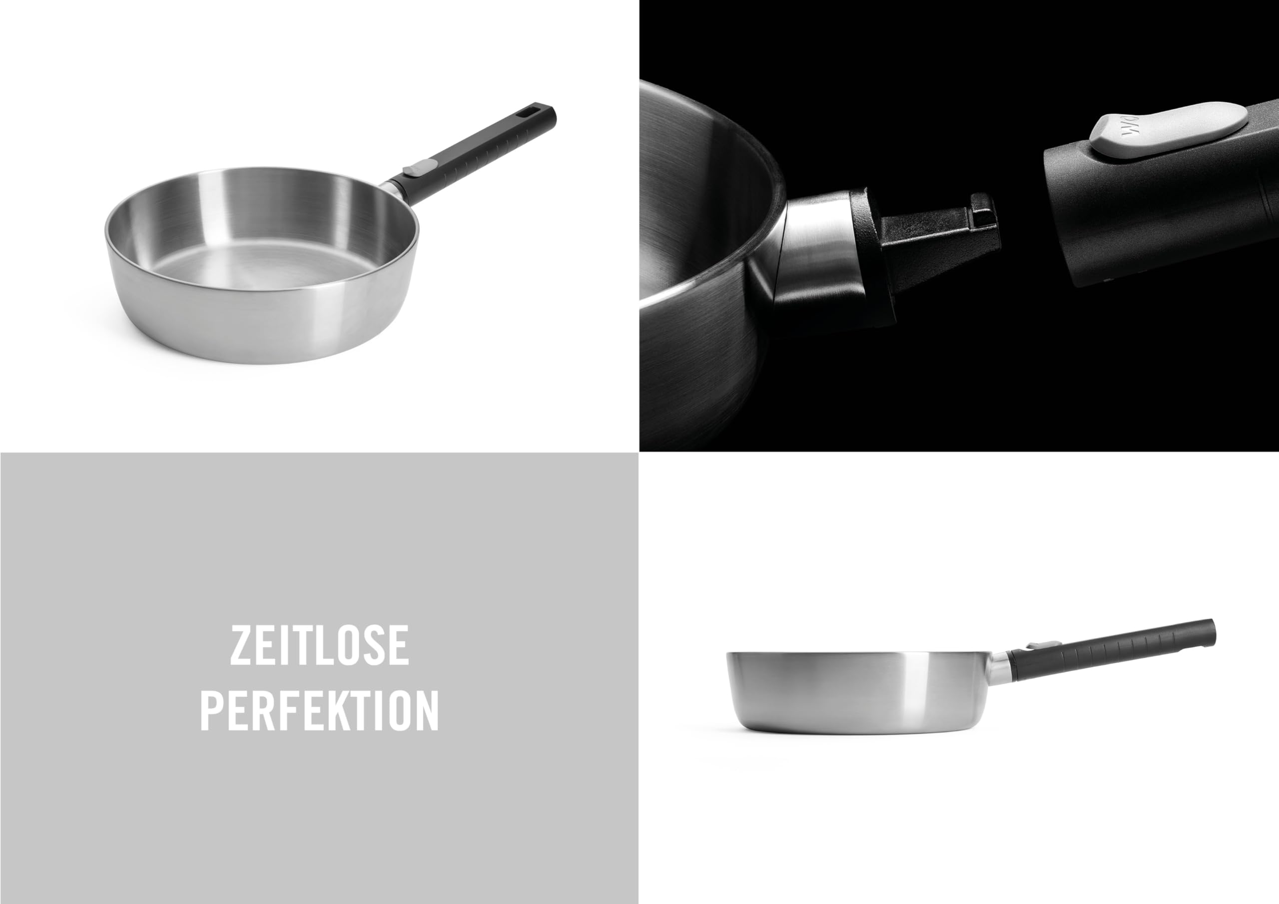 Woll Logic Steel patelnia z wysoką krawędzią, indukcyjna, Ø 24 cm, wysokość 7 cm ze zdejmowanym trzonkiem, nadaje się do wszystkich rodzajów kuchenek, nie zawiera PFAS