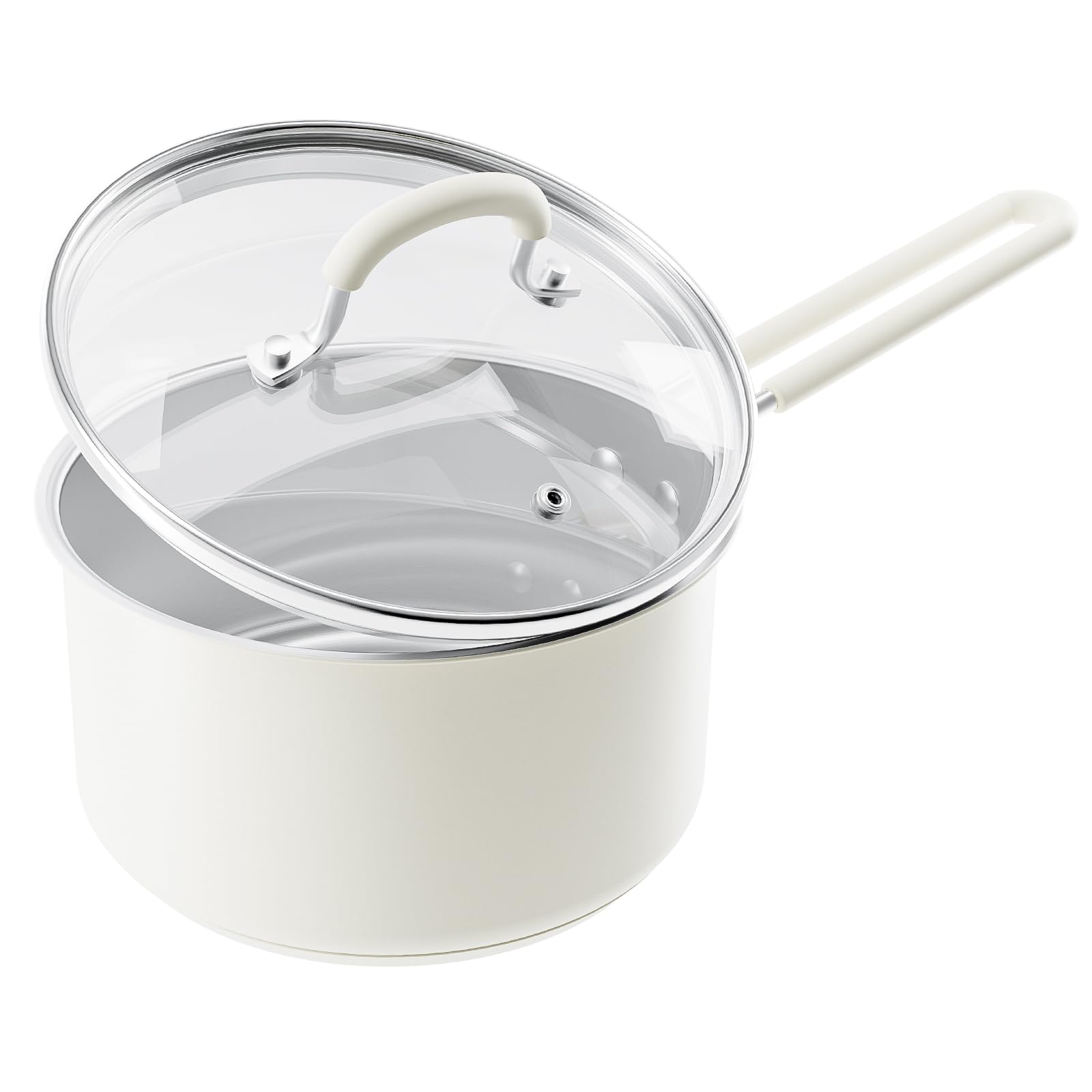 Rondel 18 cm, stal szlachetna, szklana pokrywka, garnek do mleka indukcyjnego 2 l, niepowlekany, garnek do gotowania wszystkich rodzajów kuchenek