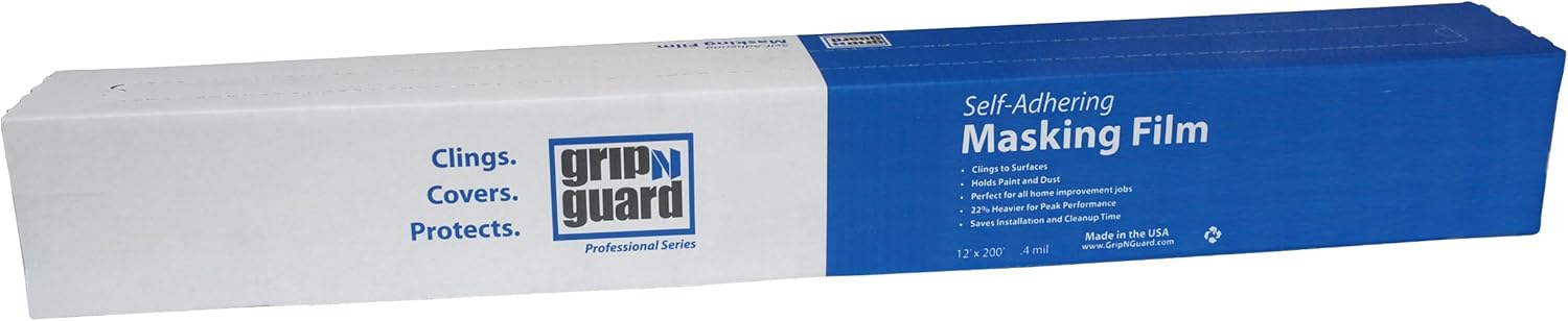 Grip-N-Guard FG-P9943-73 Self Adheing Masking Film 0.40ml, 12-Feet by 200-Feet