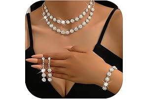 HUASAI Silver Jewelry Set for Brides and Bridesmaids: Wedding Day Elegance
