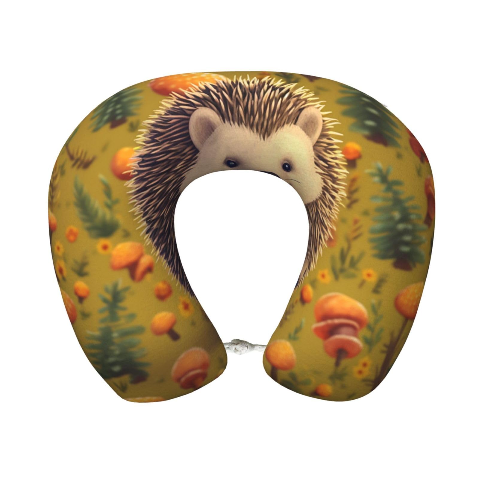 peiyeety Hedgehog Travel Pillow Memory Foam - Comfortable U Shape Neck Pillows for Sleeping, Neck and Head Support Portable Airplane Pillow Adjustable Flight Pillow, Washable Cover