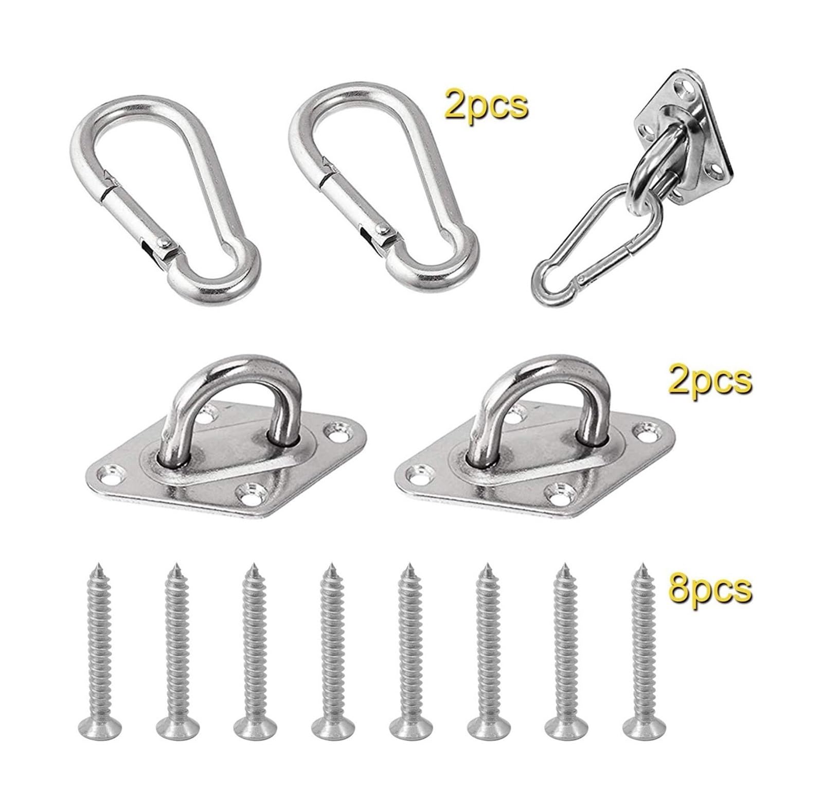 2 juegos de Kit colgante de hamaca de alta resistencia, gancho de techo de pared for árbol, cuerda for columpio, hamaca, silla, Kit de Hardware de Yoga, ganchos colgantes(M8)