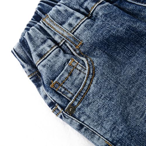 KIDSCOOL SPACE Girls Slim Fit Pull On Jeans,Ribbed Waistband Stretch Denim Pants4