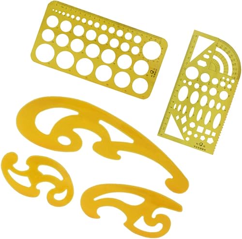 NUOBESTY Plantillas geométricas de dibujos de reglas de medición, plantillas geométricas de plástico para encofrado de construcción de oficina y