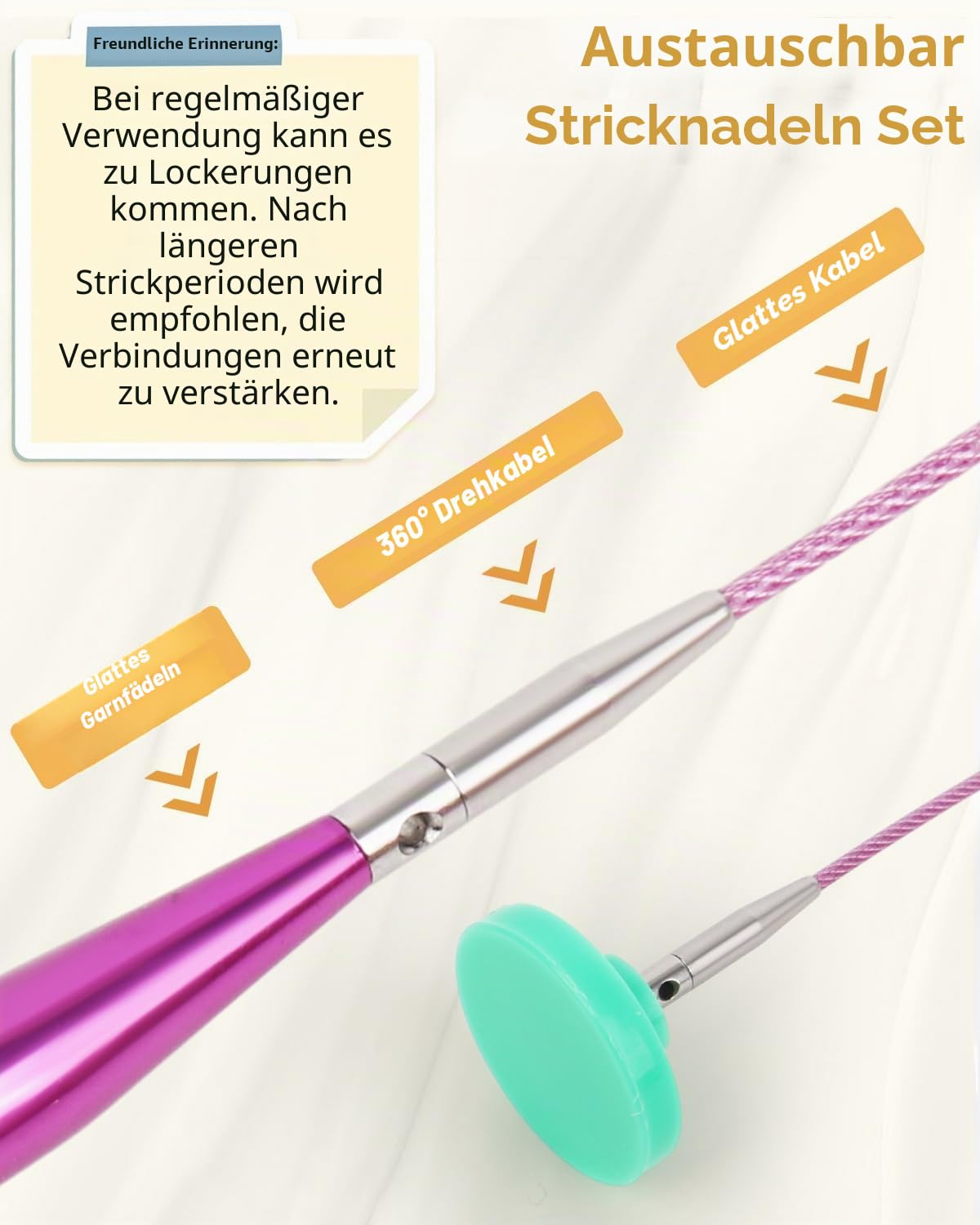 Aeelike Austauschbare Rundstricknadeln Set Metal, 13 Paar 3mm-10mm Stricknadeln, Rundstricknadel Set Austauschbar mit Etui und Zubehör für Strickbegeisterte, Lila Herz