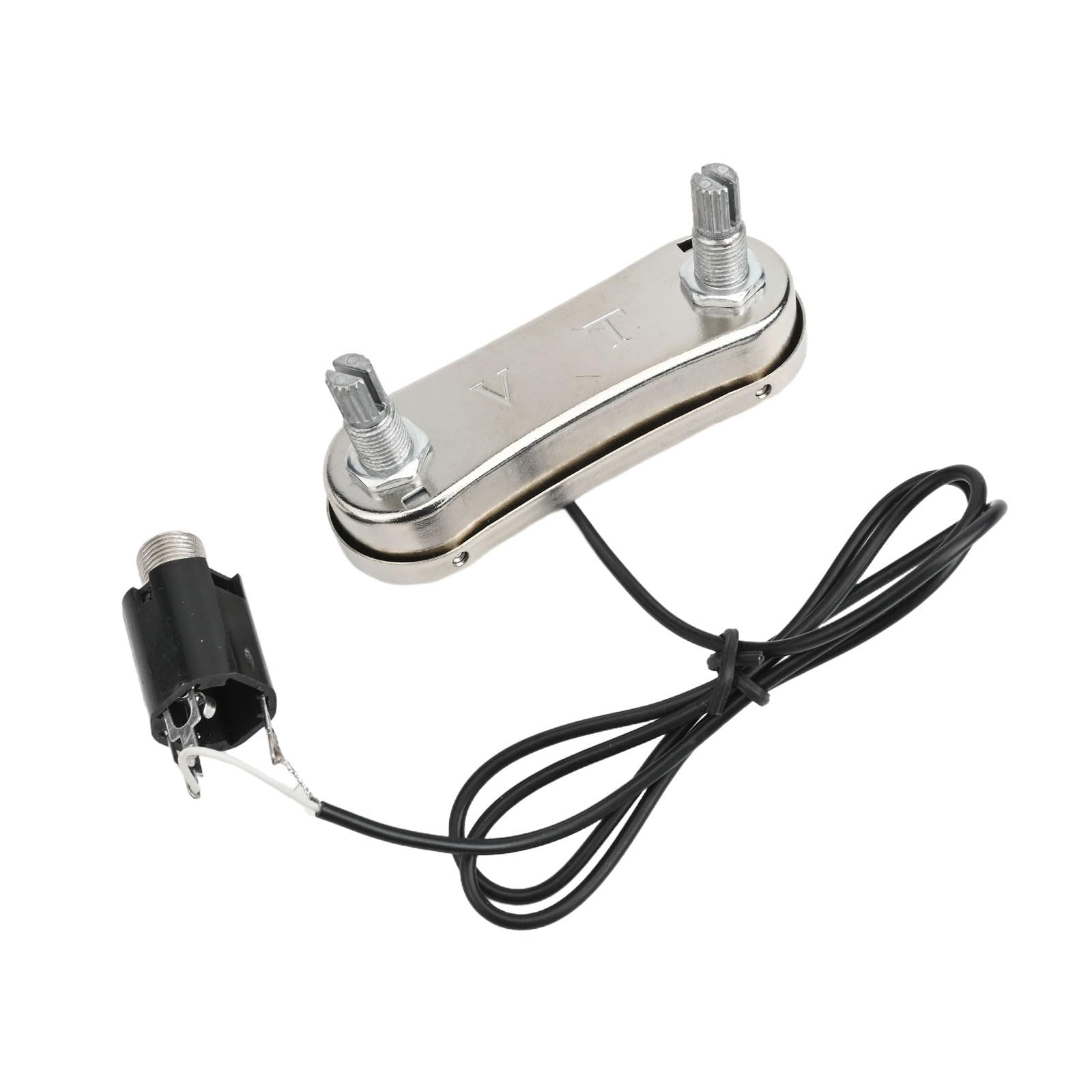 Kalokairi PS700 Pastilla piezoeléctrica pasiva de ecualizador pasivo para guitarra acústica con controles de volumen y tono de 500 K, cromado