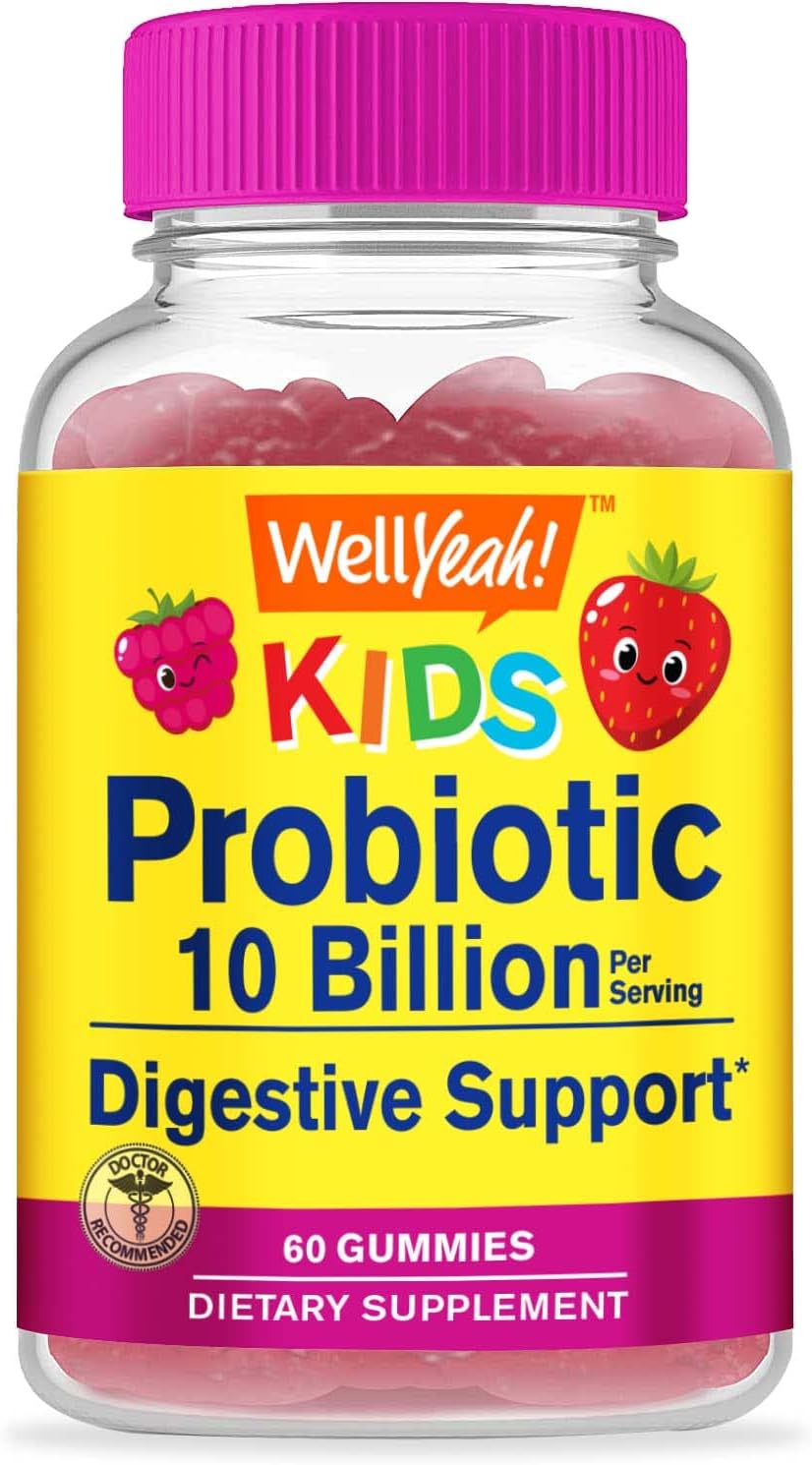 WellYeah Probiotics for Kids Gummies -10 Billion CFU – for Gut Health, Immune Health and Digestive Support – Berry Flavor Chewable Supplement – Vegan, Non GMO, Gluten Free Kids Probiotic -60 Gummies WellYeah Probiotics for Kids Gummies -10 Billion CFU – for Gut Health, Immune Health and Digestive Support – Berry Flavor Chewable Supplement – Vegan, Non GMO, Gluten Free Kids Probiotic -60 Gummies