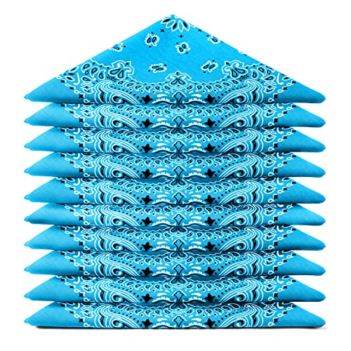 KARL LOVEN - Lot Bandana Bleu Azur - Motif Paisley - 100% Coton - Epaisseur Supérieure Cover