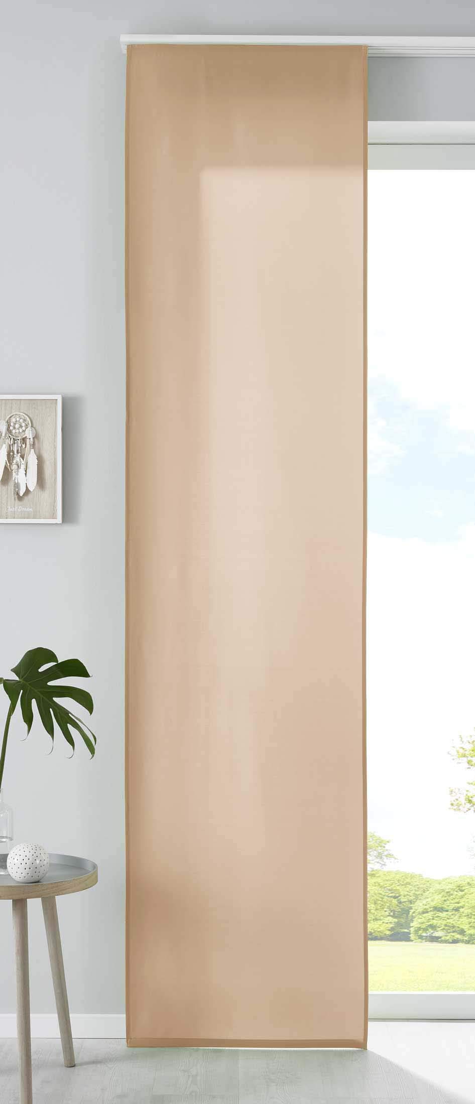 Gardinenbox 85600N Set of 1 Sliding Curtain Panel Curtain Microfibre Curtain Room Divider H x W 245 x 60 cm Sand Matt Panel Carrier Weighted Bar