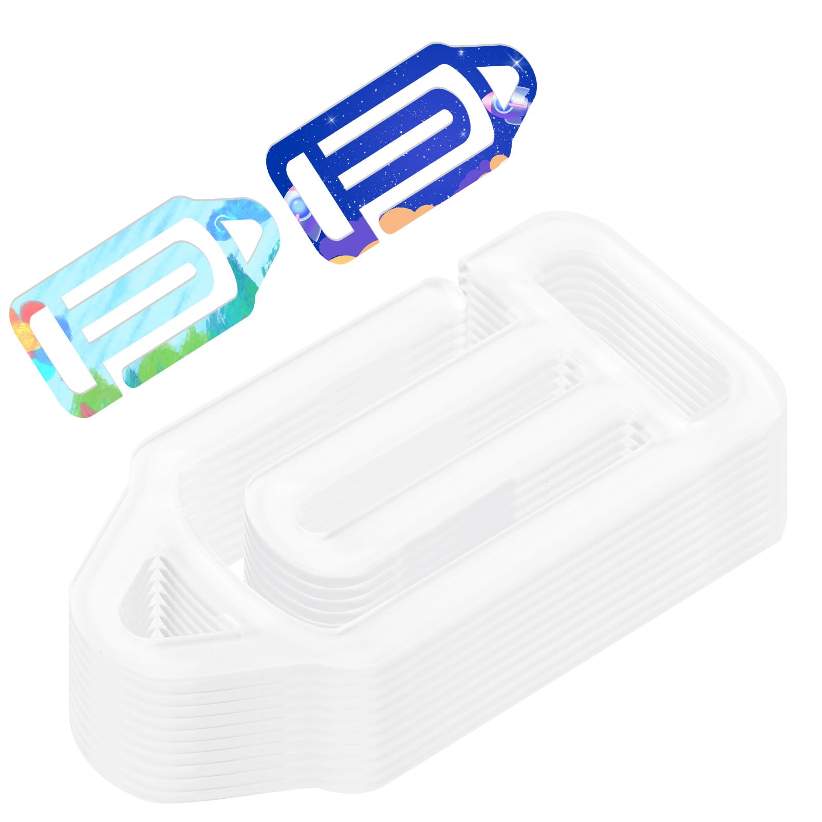 Lyreh 10pcs Sublimation Blank Acrylic Paper Clips, 3.94x1.97in Pencil-Shaped Jumbo Heat Transfer Giant Paperclips Bookmarks for Teacher Office Classroom Back to School Supplies