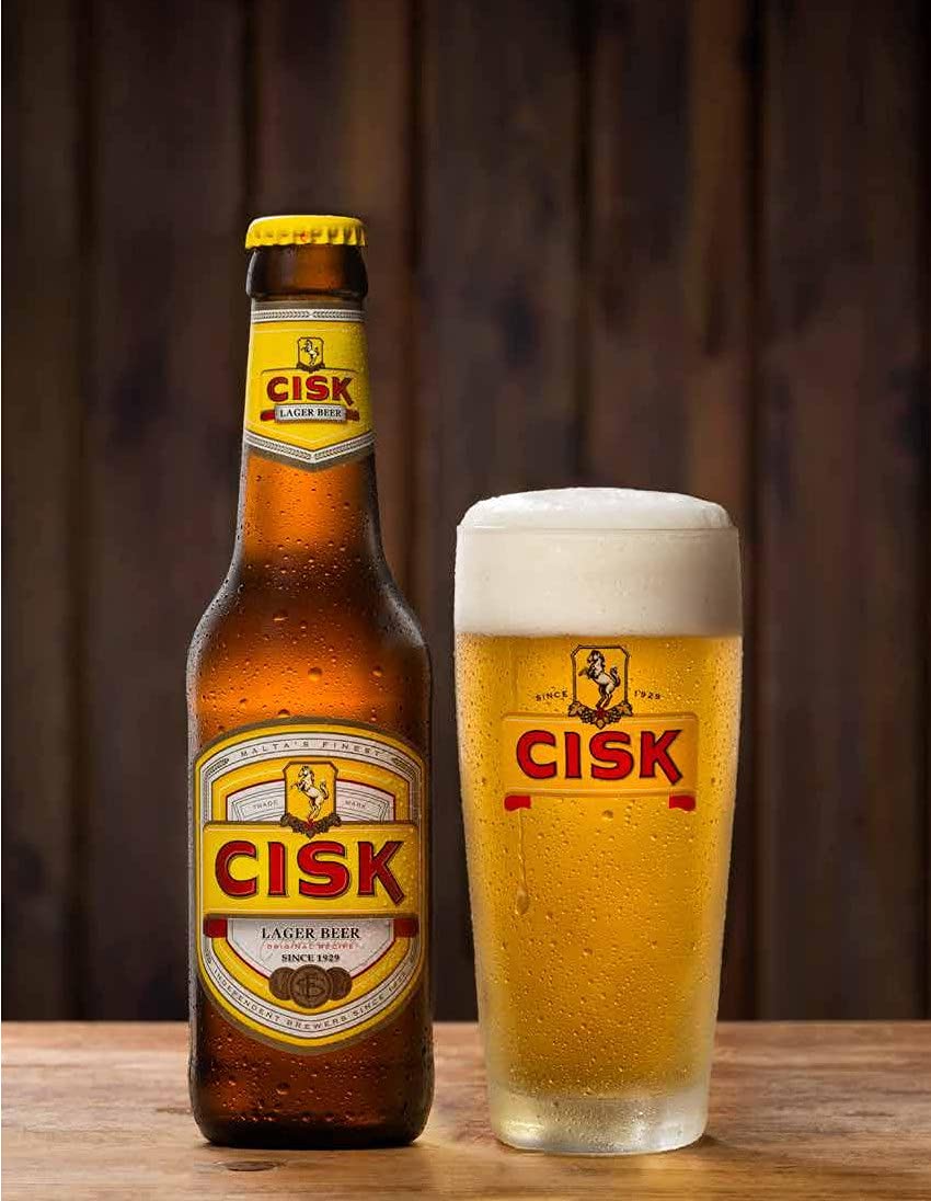 BigBazza Vintage Advertising Wall Tin Plaque 20x15cm - Pub Shed Bar Man Cave Home Bedroom Office Kitchen Gift Metal Sign - Retro Yellow Cisk Malta Holiday Beer Lager Maltese inspired Pint Bottle
