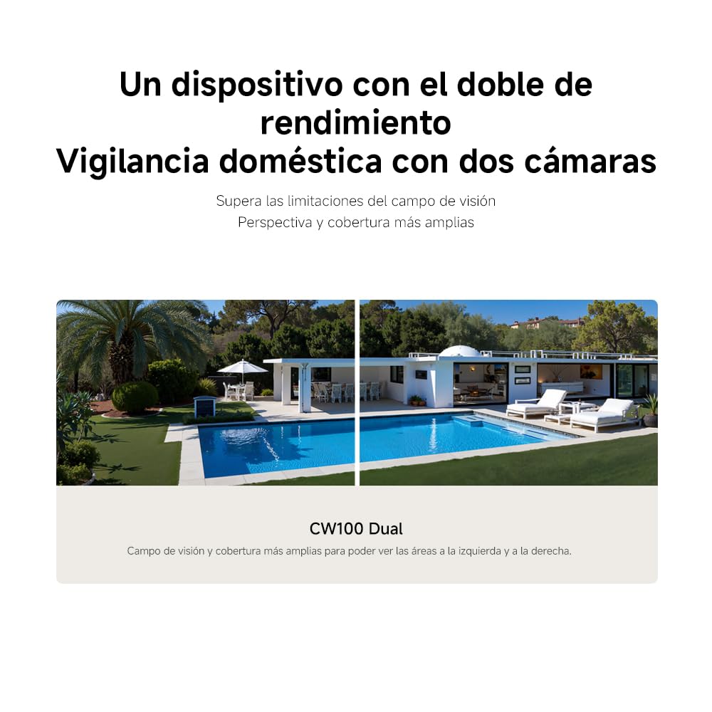 XIAOMI CW100 Cámara Vigilancia Exterior WiFi 2K 3MP Doble Lente | IP66 Impermeable, Visión Nocturna Color, Wi-Fi6, Audio Bidireccional, Alarma Luz Sonido, IA Detección Personas Vehículos