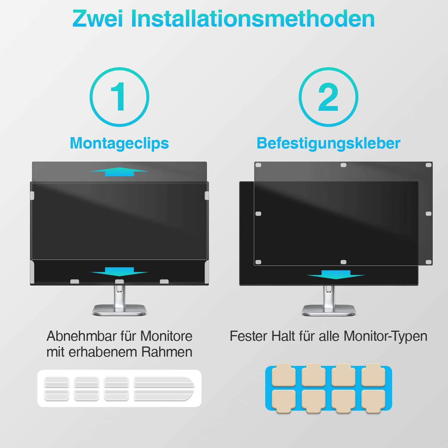 Blickschutzfolie für 27 Zoll 16:9 (59.8 x 33.7 cm) Monitor | Blaulichtfilter, Blendschutz, Abnehmbar Sichtschutzfolie für PC Computermonitore, Blickschutzfilter für Büro