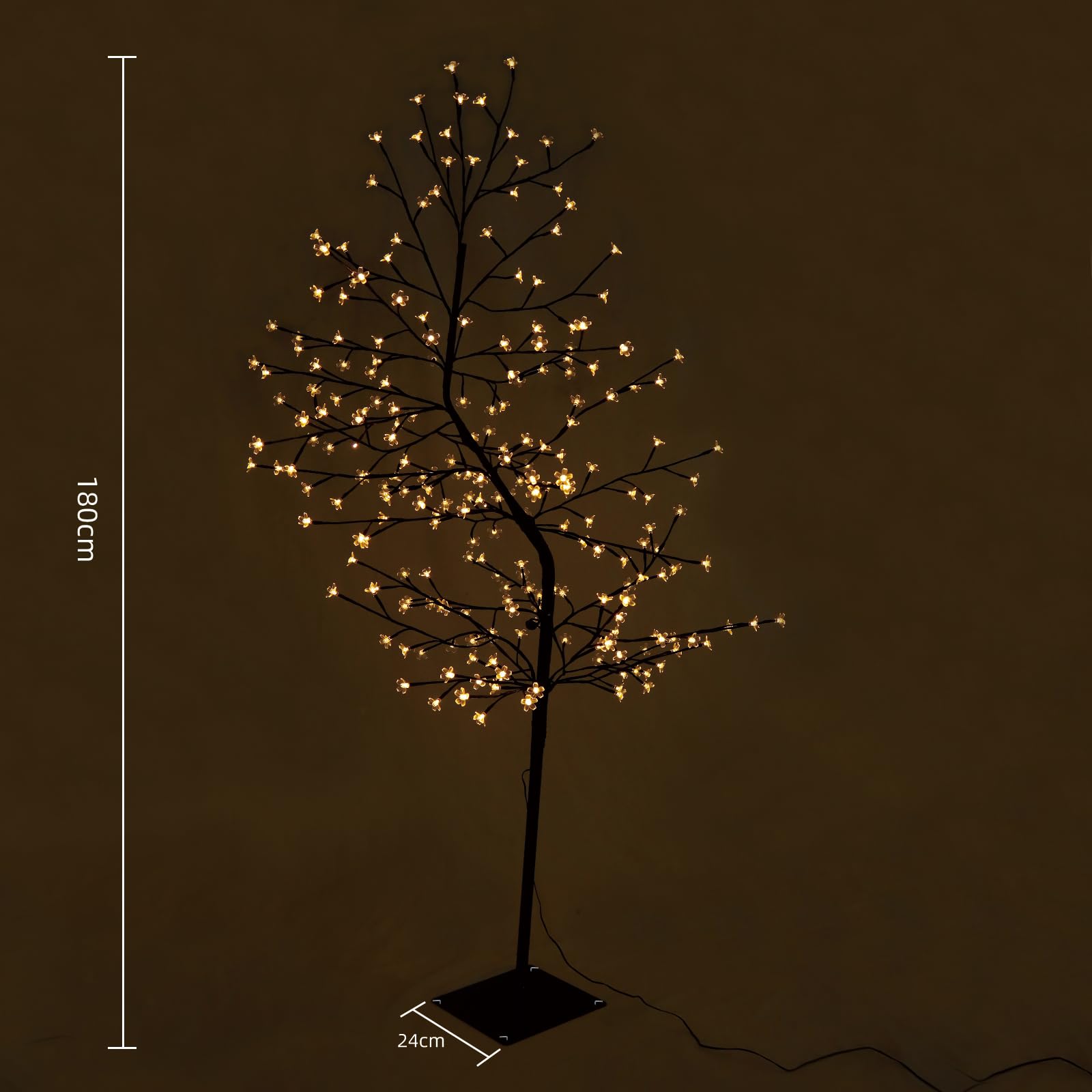 CCLIFE Albero Luminoso da Interno 180cm, Lampada LED con Funzione Memoria, Albero di Ciliegio Illuminazione, Bianco Caldo, IP44, 240 LED Albero con Luci