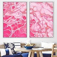 2 Piece Framed Canvas Wall Art Pink Painting Canvas Prints Home Artwork Decoration for Living Room,Bedroom - 16