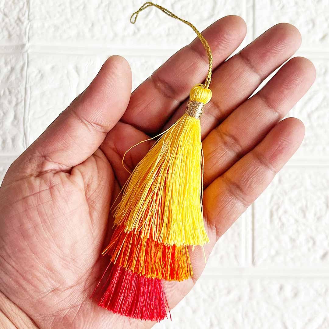 Adikala Set of 10/20 Three Color Mix Fancy Silk Tassels Latkan for Perfect Embellishments for Suit, Kurti, Gown, Saree, Blouse, Dupatta, Lehenga & Jewelry, DIY Art & Craft 15CM (20, Yellow)