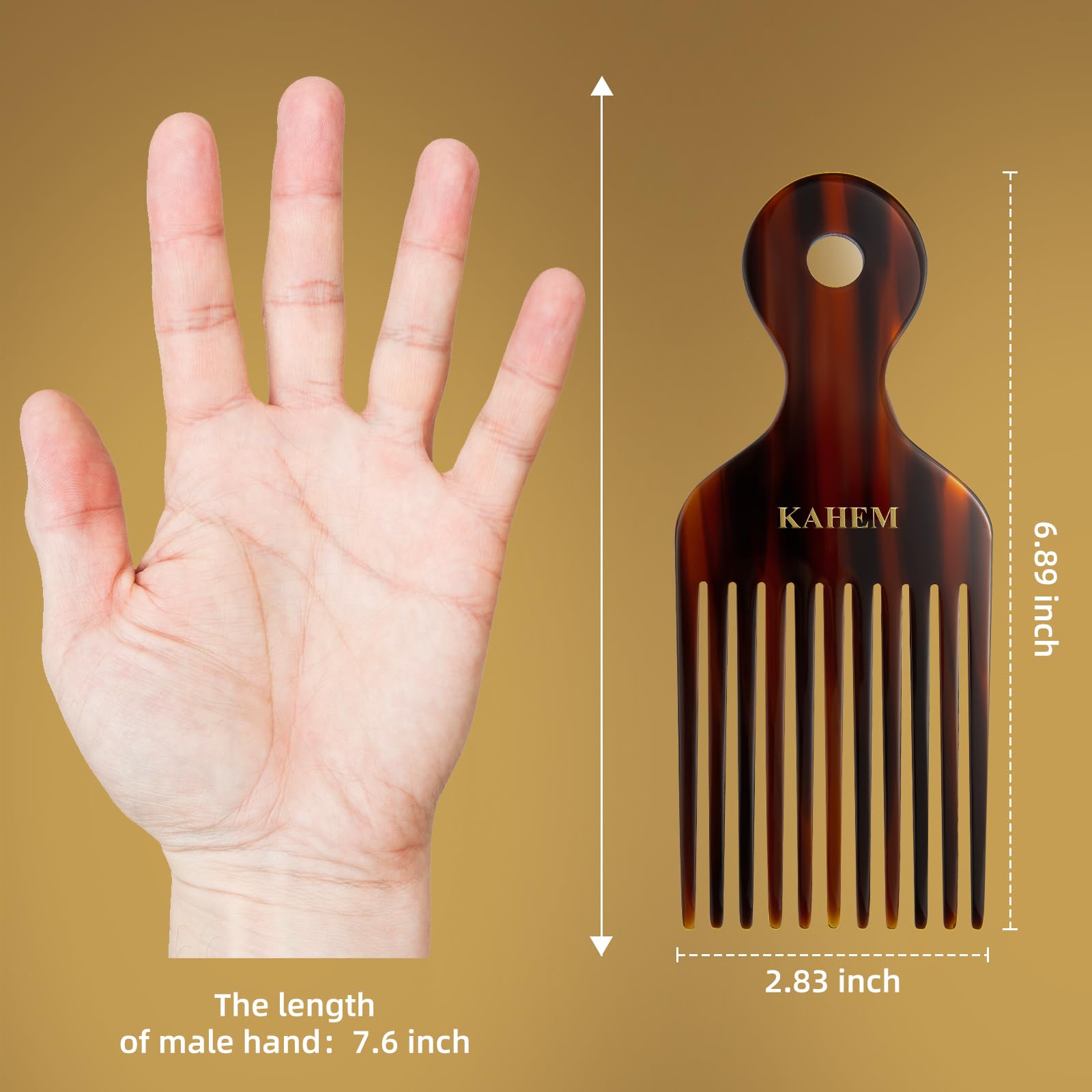Peine de dientes anchos para cabello largo, grueso y rizado, peine desenredante y elevación de 6.89 pulgadas para mujeres y hombres 3