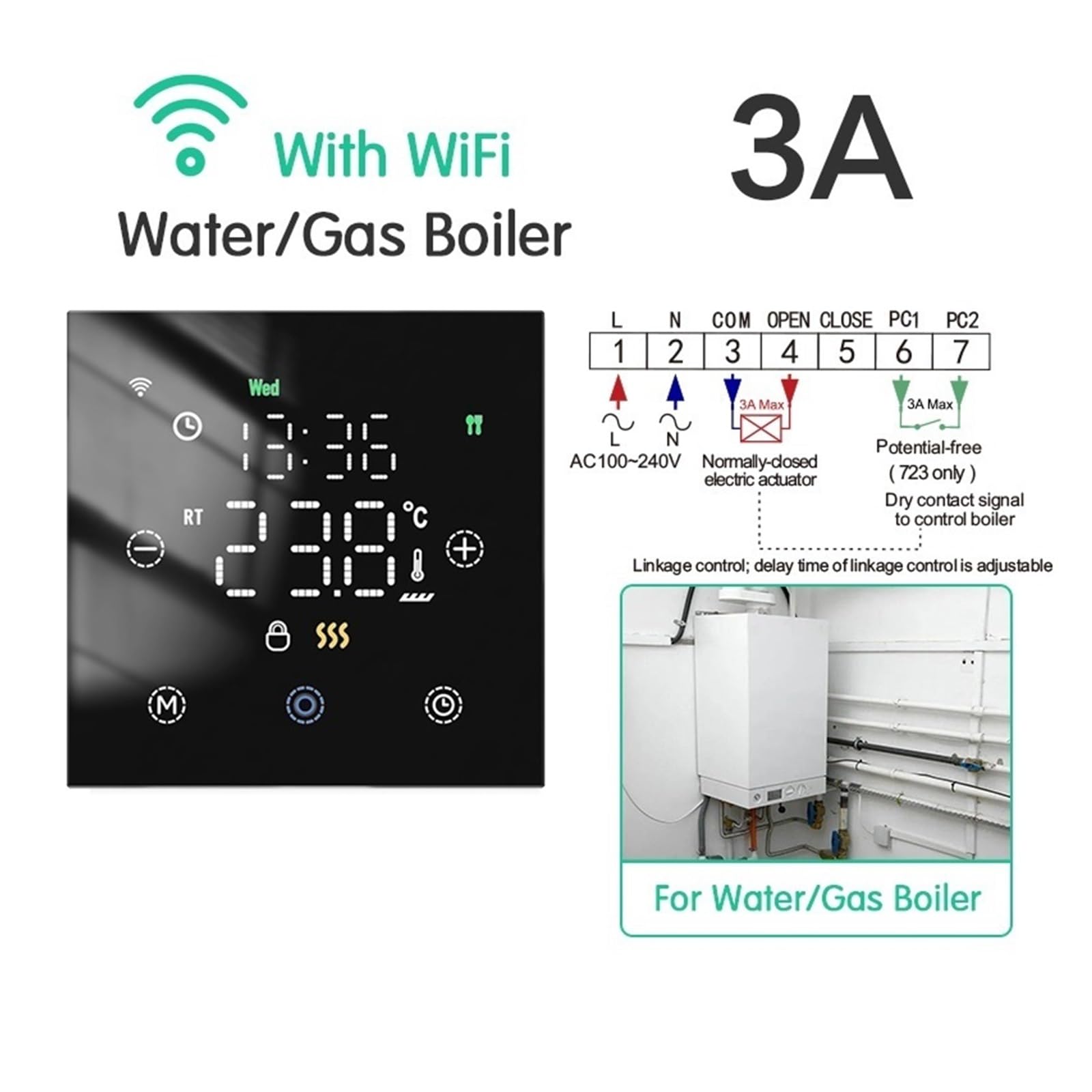 Termostato Inteligente WiFi for Agua/calefacción eléctrica por Suelo Radiante, Controlador de Temperatura Remoto for Caldera de Gas