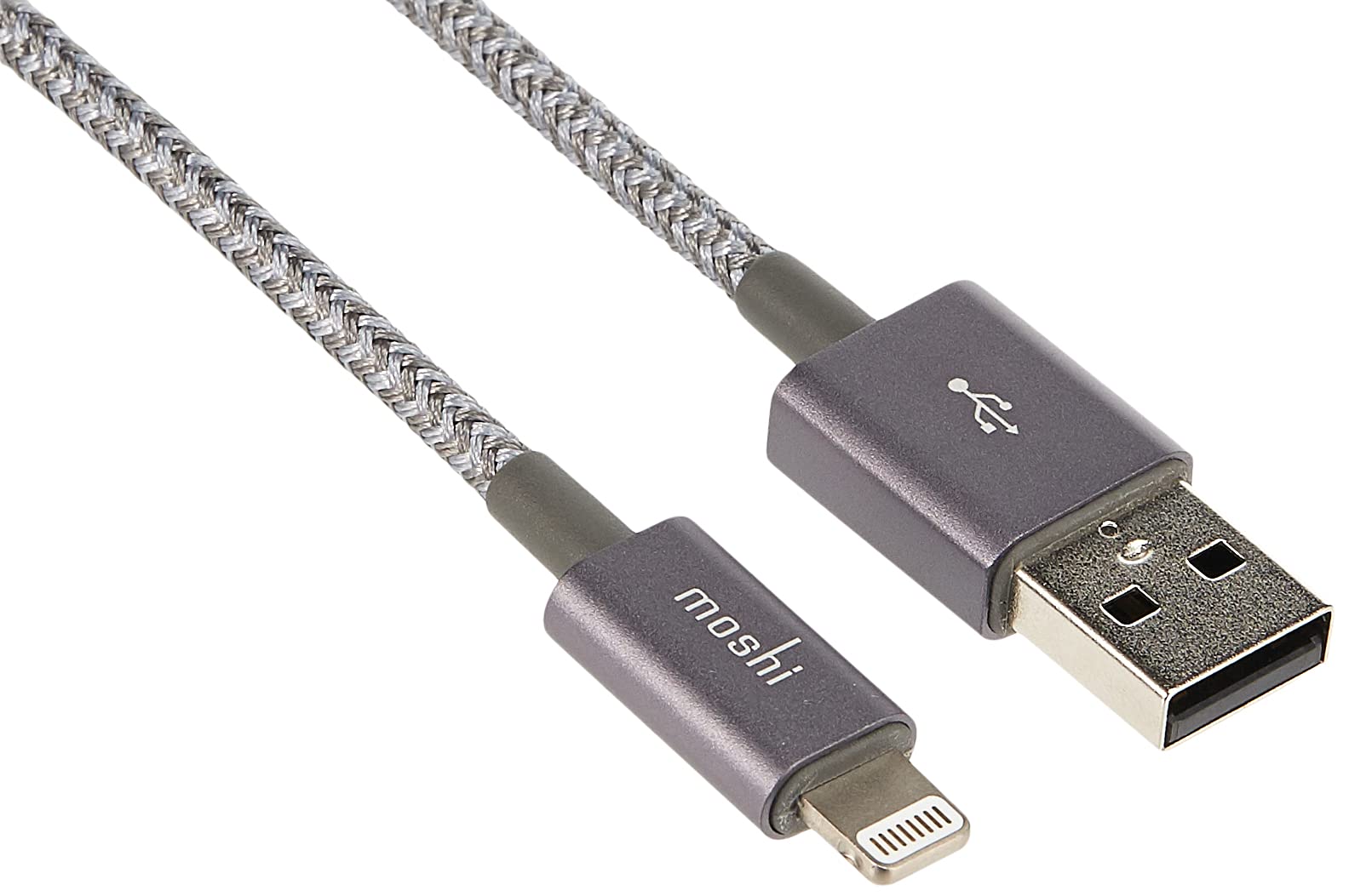 MoshiIntegra Usb-A To Lightning Cable - Braided Aluminum Charge/Sync 0.25 Meter, Mfi Apple Certified, For Iphone 11 Pro Max/11 Pro/11/Xr/XS Max/XS/X/8/7/6 Ipad/Ipad Mini - Gray