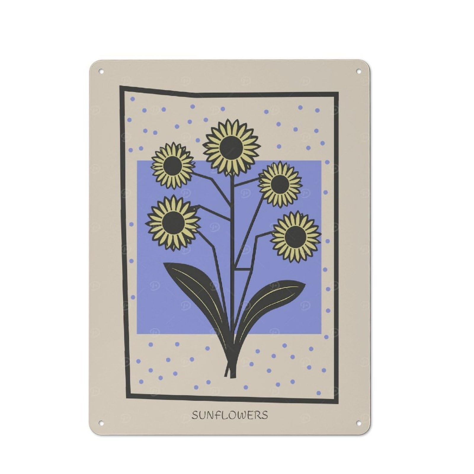 Junmoney Style-9 Minimalist Sunflower Floral Mid Century Rustic Metal Plaque 40X30cm For Café Or Restaurant, Wall Decor For People Reorganising Café And Restaurant