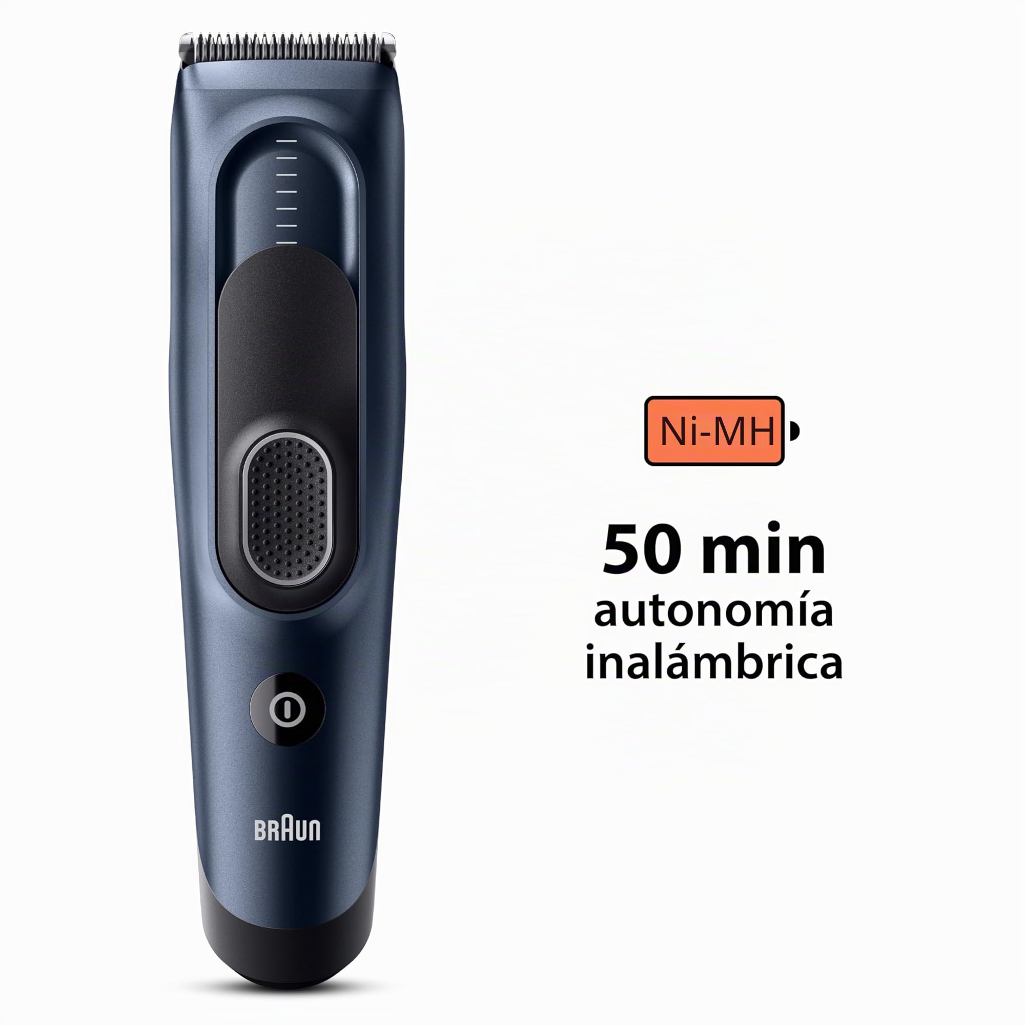 Braun Cortapelos Hombre Series 5, HC5350, Azul | Máquina Cortar Pelo Inalámbrica con 17 Ajustes de Longitud, 2 Peines Y Estuche, 50 Min de Autonomía, Memoria SafetyLock