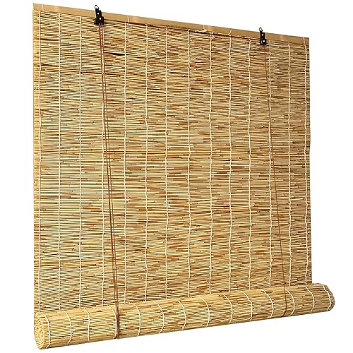 Roll Up Reed Shade Bamboo Outdoor Window Blind with Lifter Light ...