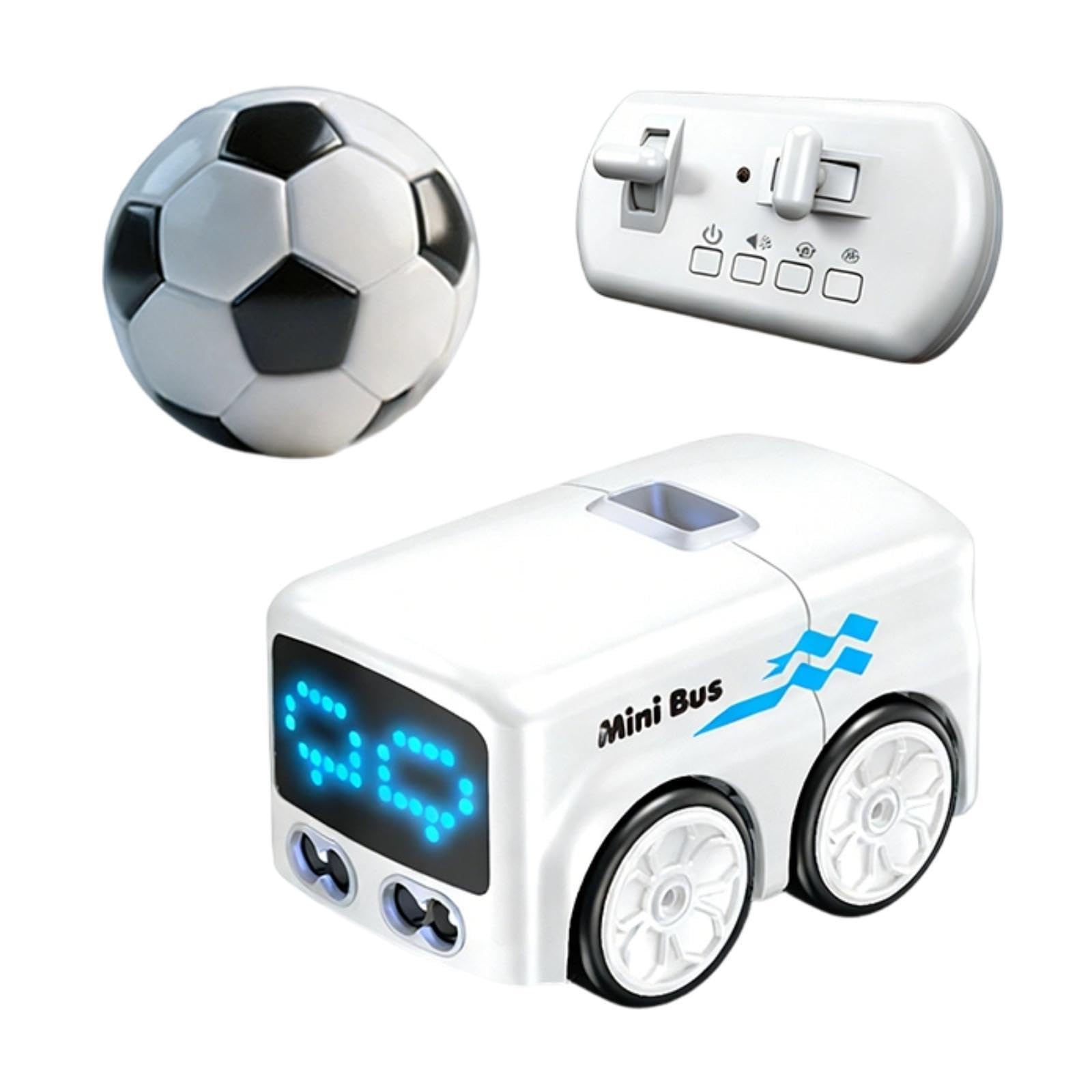 Toy Modellino Mini Autobus Radiocomando Sensore modalità Segui Traccia Musica Ricaricabile in Pp per Ragazzi Ragazze Uso Interno, Bianco