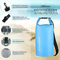 Vista 19 de OMGear - Bolsa seca impermeable y bolsa para teléfono, bolsa flotante de 40L/30L/20L/10L/5L para kayak, navegación, actividades al aire libre