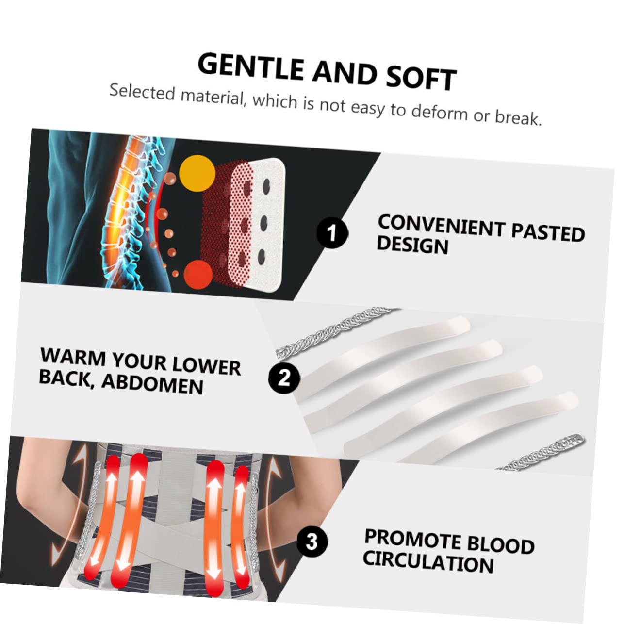 NULYLU Waist Support Heated Brace Lumbar Belt Support Gym Belts Back Pad Body Heating Pad Premium Lumbar Belt Self Heating Back Brace Work Belts for Men Low Back Belt Grey Charcoal Fibre