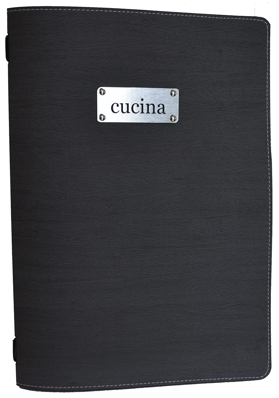 Juego de 8 menús personalizables A4 para restaurante, pub, bar o cervecería moderna, piel sintética de alta calidad (efecto madera antracita)