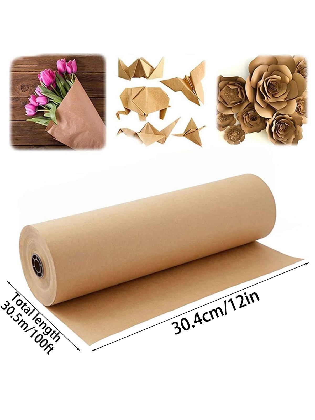 1 Rouleau de Papier Kraft Marron for Emballage Cadeau, 30 mètres Rouleau Papier Kraft
