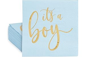 Its a Boy Baby Shower Decorations: 50 Pack of Blue and Gold Foil Cocktail Napkins