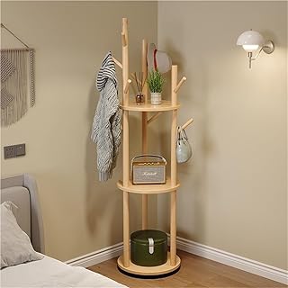 Rotary Coat Rack - Solid Wood Freestanding Coat Rack with Shelf and 9 Hooks - Ideal for Entryway, Bedroom, Living Room - Stylish and Functional Storage Solution