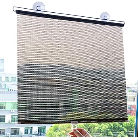 HAOMENGG Suction Cup Window Shade,Sun Protection Blackout Roller Blind,Adjustable Curtains Blinds,Sunblind Sun Shade with Suckers,for Car Home Bathroom,No Drilling Required (W68xL125cm/27x49in) Cover