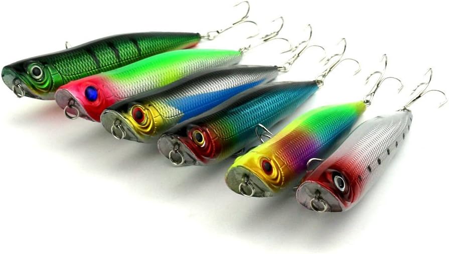 LENPABY 8PCS 15.6G 10CM Popper Floating Lure Artificial Fishing Lures Kit 3D Eyes Hard Popper Lures For Saltwater Freshwater Surface Topwater Hard Fishing