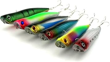 8PCS 15.6G 10CM Popper Floating Lure Artificial Fishing Lures Kit 3D Eyes Hard Popper Lures For Saltwater Freshwater Surface Topwater Hard Fishing