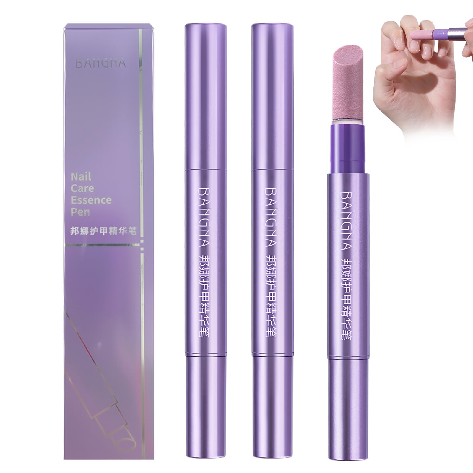 Cuticle Oil Pen Lot de 2 bâtons de soin des ongles 3 en 1 - Stylo à huile pour cuticule - Stylo à huile pour cuticules - Pour la réparation des fissures et des ongles secs
