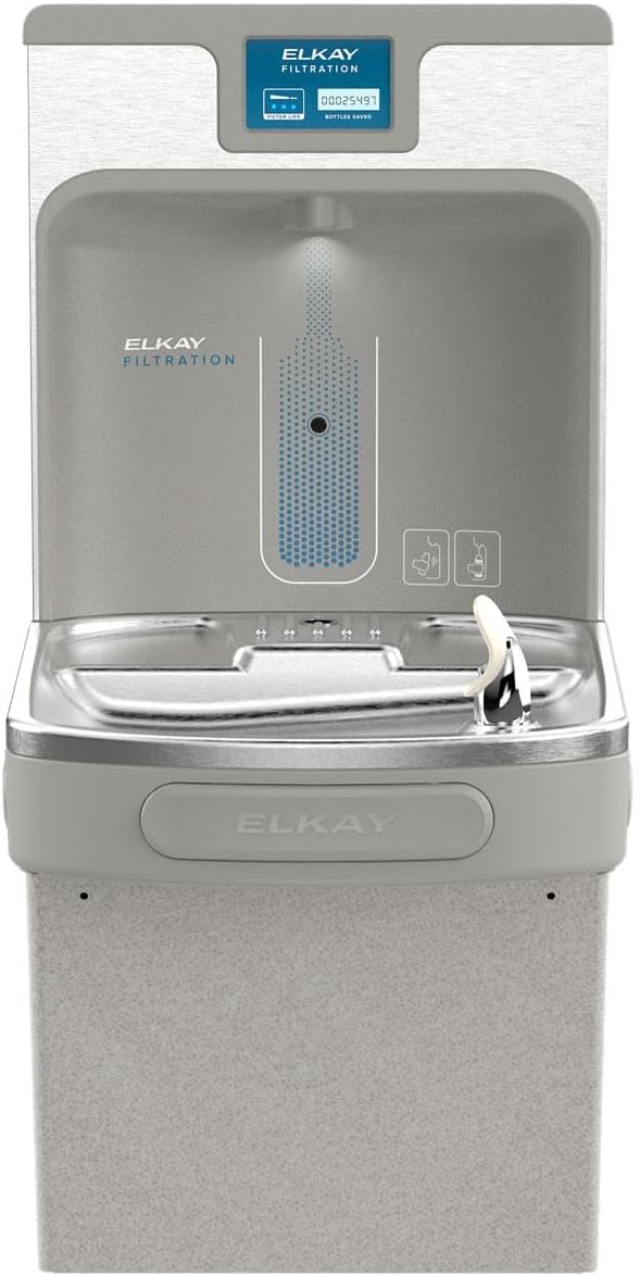 LZS8WSLP Enhanced Bottle Filler & Single ADA Cooler Refrigerated Light Gray Granite High Capacity Lead Drop Down Wrapper