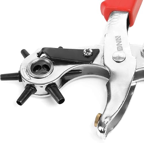 Miniatura 3 de DNA Motoring TOOLS-00126 - Herramienta giratoria para perforar agujeros de cuero, seis perforadores de campana hueca de acero recubierto perfecto