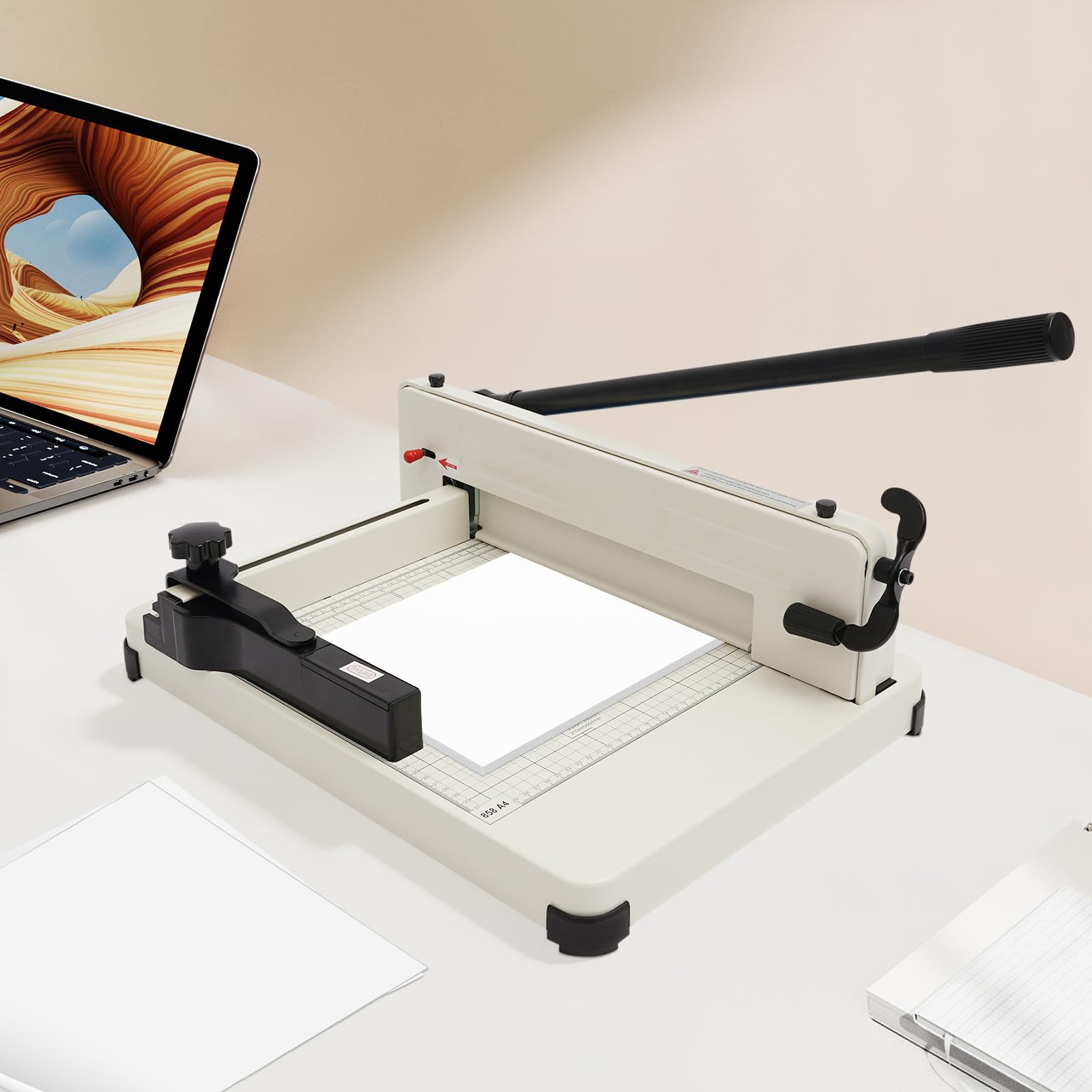 Taglierina industriale a guillotina, formato A4, fino a 400 fogli, taglierina manuale a leva, per ufficio e produzione di carta, foto, pelle e tessuto, beige