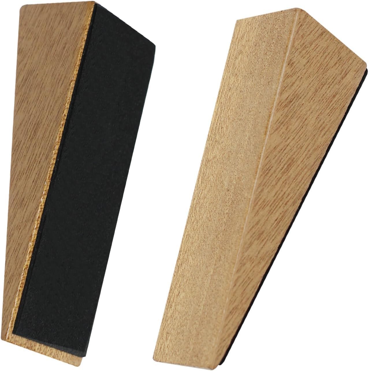 2Pcs Door Stoppers Wooden Door Wedge Non Slip Fixed Stop Base with Mat Door Holder Natural Beech Wooden Wedge Set Heavy Duty Doorstop for All Types of Home Bedroom Kitchen Office Doors Furniture