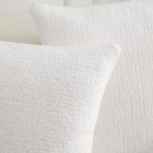 Miniatura 2 de Fundas de almohada con textura de color blanco perla para cama y sofá, 16 x 16 pulgadas, paquete de 2