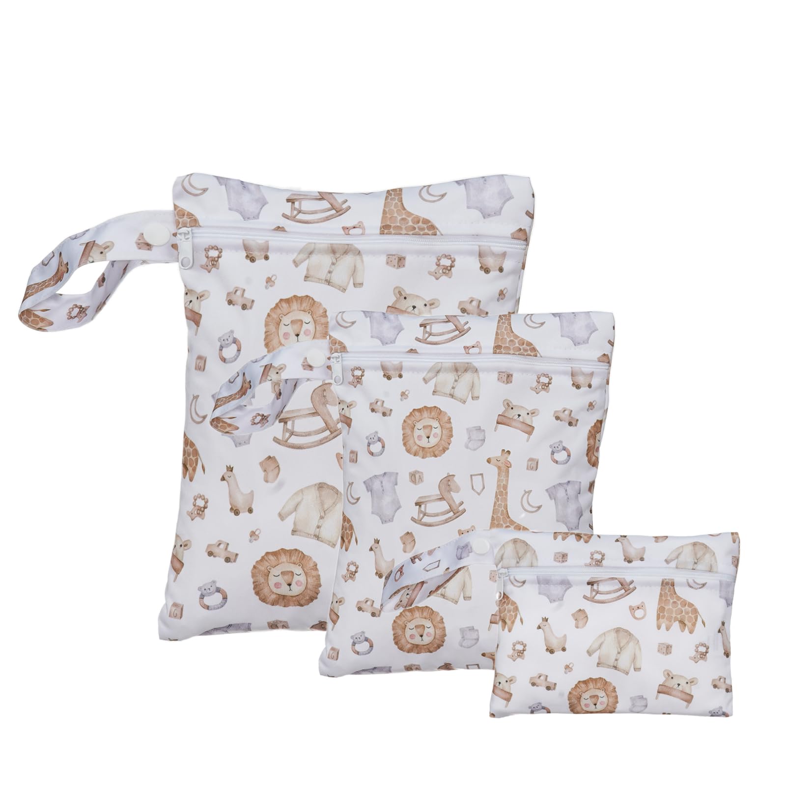 Happy Flute 3 Set Wet Bag Storage Bag Zipper Waterproof Washable Travel Bags, Beach, Pool, Gym Bag for Cloth Diaper, Swimsuits & Wet Clothes(EF545)