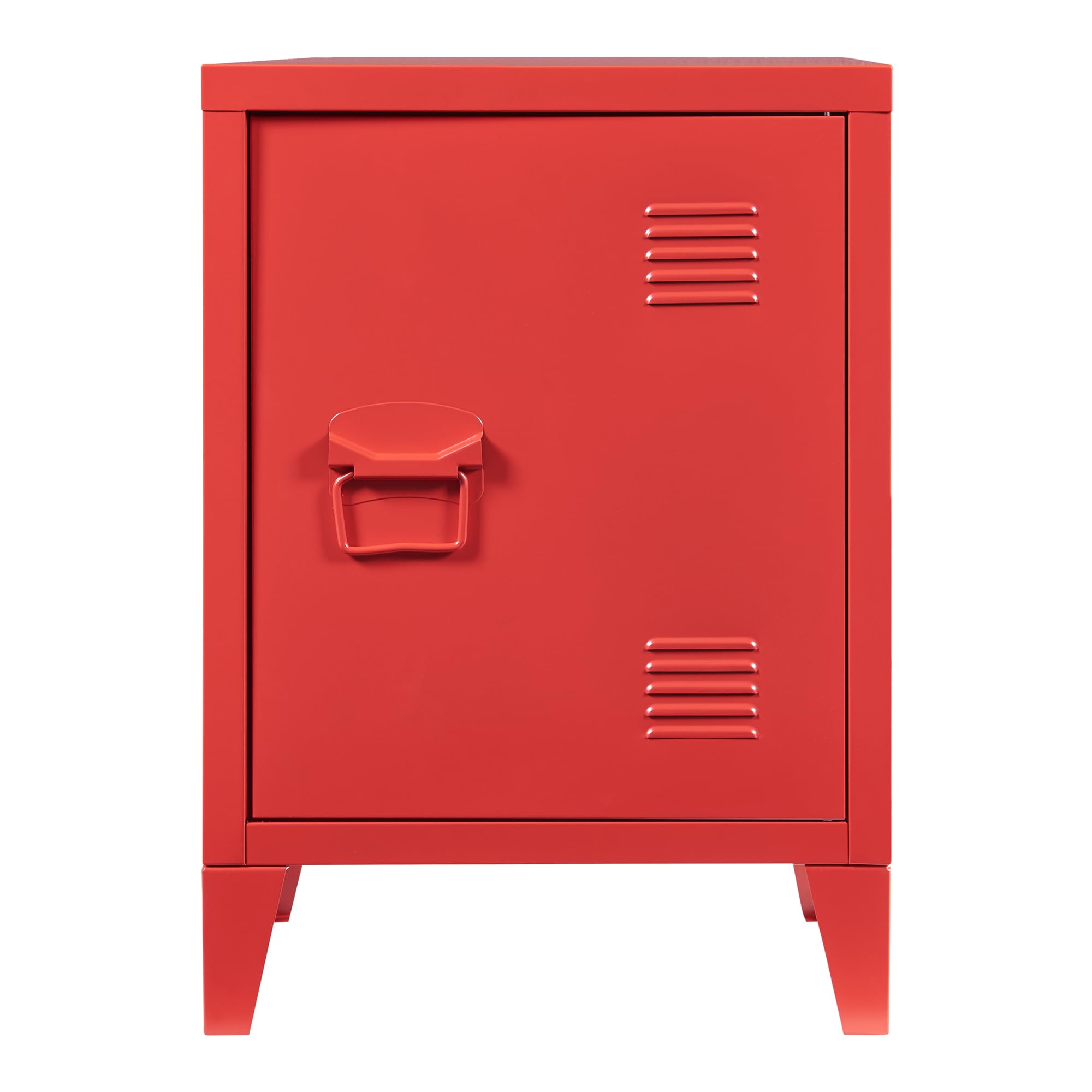 [en.casa] Comodino in Acciaio con Scomparto Chiuso con Anta Tavolino Laterale da Divano Mobiletto Notturno da Letto Tavolino Basso da Ingresso 57 x 40 x 30 cm Rosso