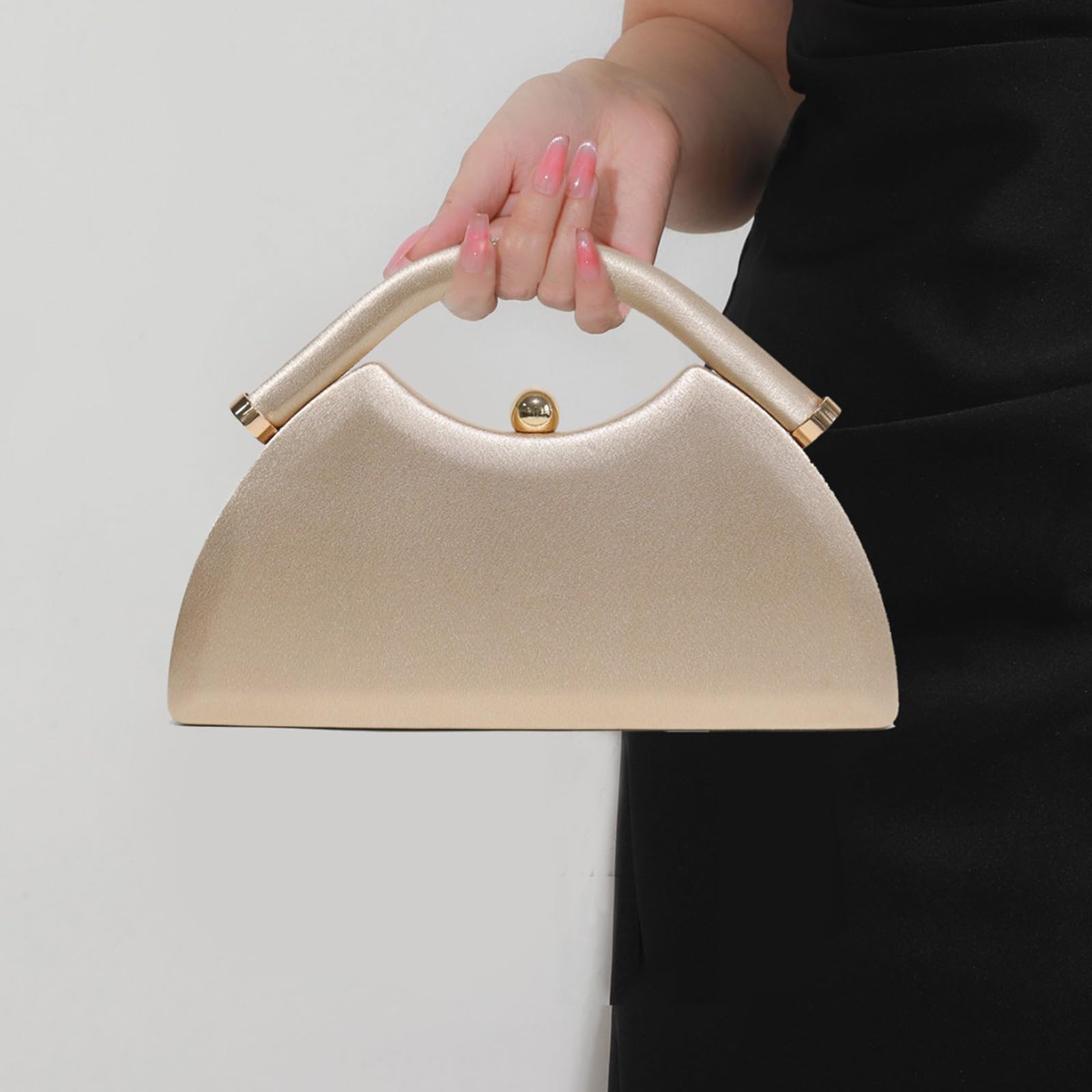Bolso de noche triangular de satén con correa de cadena desmontable y cierre para mujer, para graduación, fiesta, boda, cena, bolso de noche de satén
