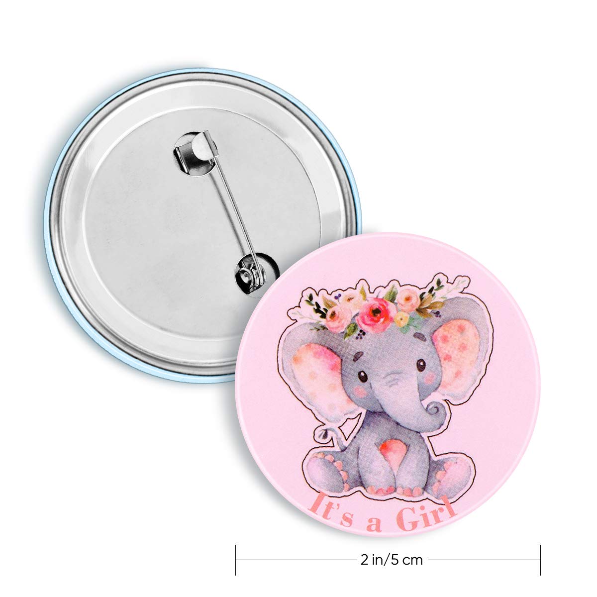 IMagitek Elephant Gender Reveal Button Pins - 40 Pcs, Team Boy Blue & Team Girl Pink