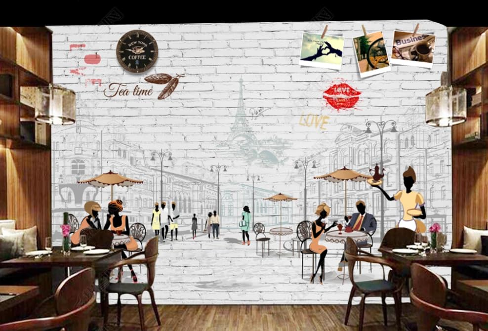 Papier peint intissé scènes de rue parisiennes grand format 350x256cm