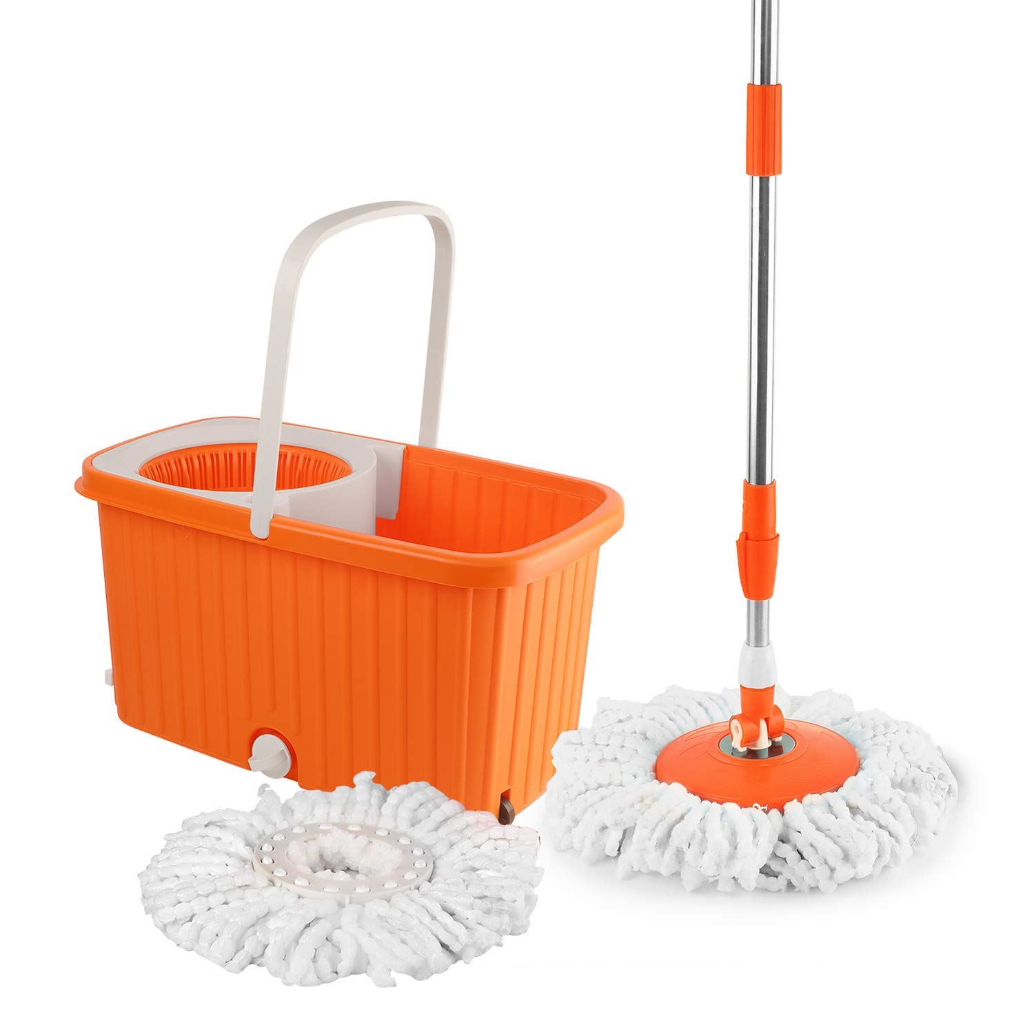 Kleeno by Cello Hi Clean Spin Mopwith Wheels and Plastic Wringer, Bucket Floor Cleaning and Mopping System, 2 Microfiber Refills, Orange (B07HHCWL82) Amazon Price History, Amazon Price Tracker