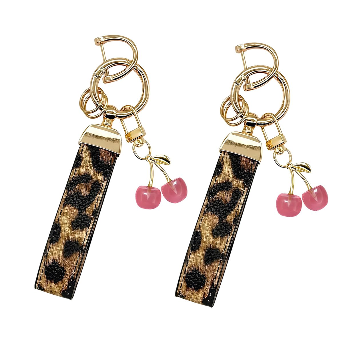 WENINETIES 2 PCS Key Rings for MG TF 135 TF 120 TF 115 TF 160, Leather Keyring Straps Car Key Fobs Holder for Women Cute Cherry Charm Car Key Chain Clip