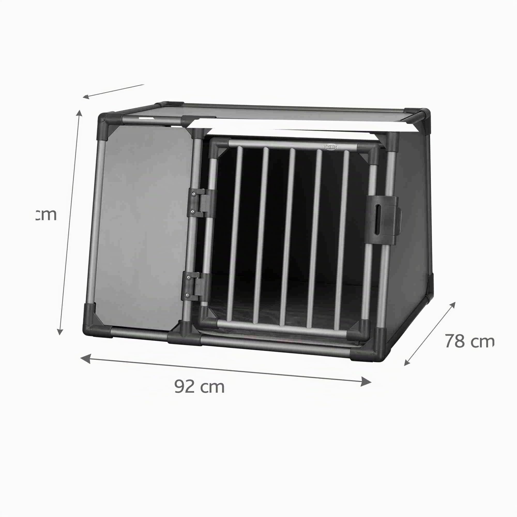 TRIXIE Hunde-Transportbox Aluminium in graphit – L: 92 × 64 × 78 cm